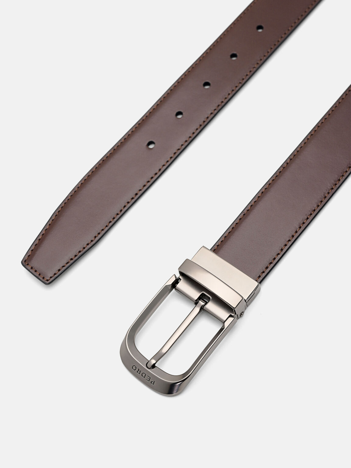 Sabuk Kulit Bolak-Balik dengan Gesper Pin, 