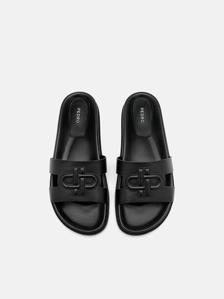 PEDRO Icon Leather Heel Sandals, Black