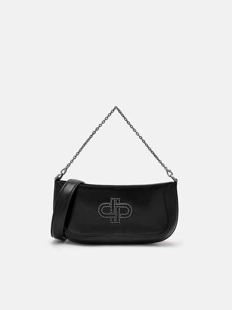 PEDRO Icon Oiled Leather Studded Shoulder Bag, Black, hi-res