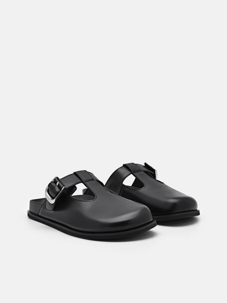 PEDRO Icon Leather Heel Sandals, Black