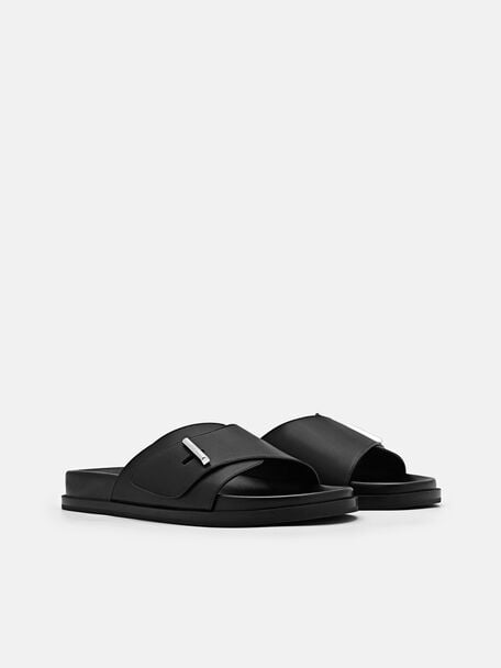 PEDRO Icon Leather Heel Sandals, Black