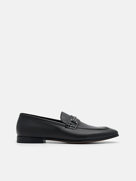 Steven Leather Loafers, Black, hi-res