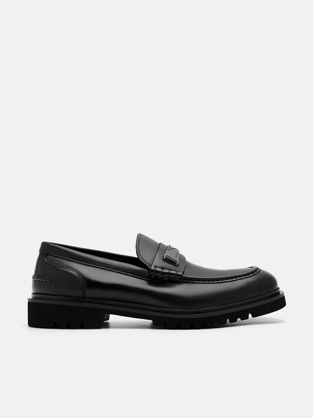 Edge Leather Loafers, Black, hi-res