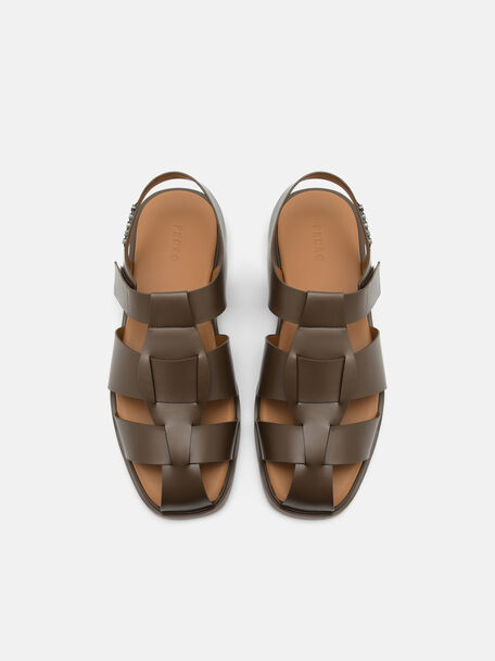 PEDRO Icon Leather Heel Sandals, Black