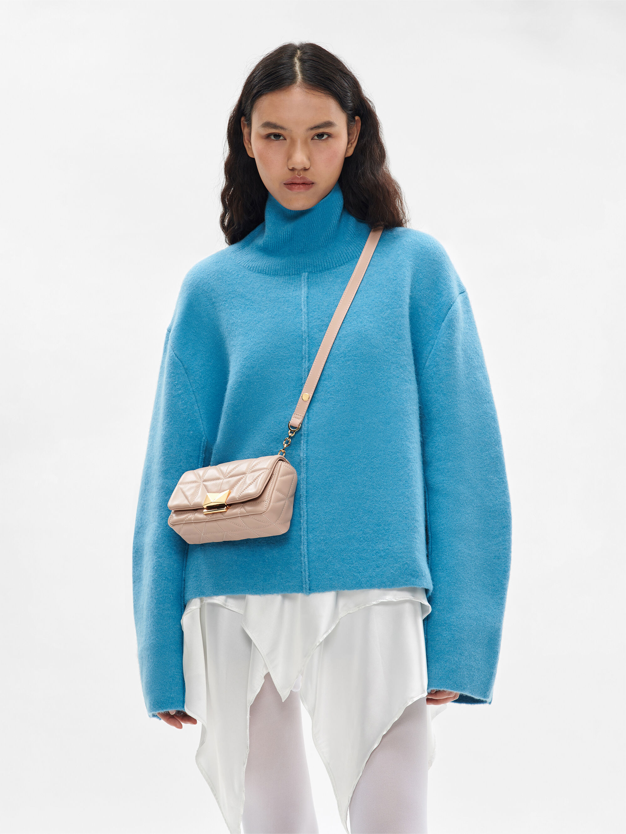 Nude PEDRO Studio Leather Mini Shoulder Bag in Pixel - PEDRO ID