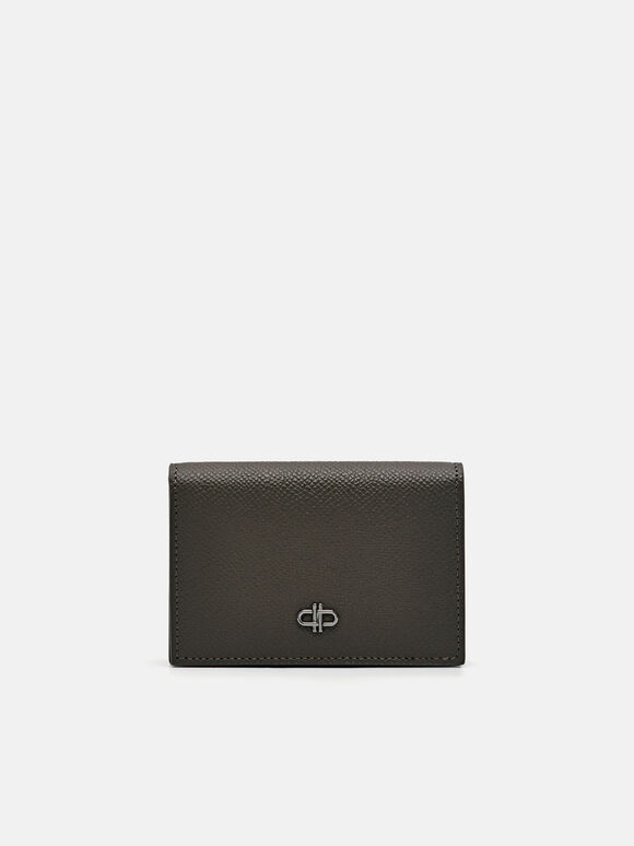 PEDRO Icon Leather Card Holder, Military Green, hi-res