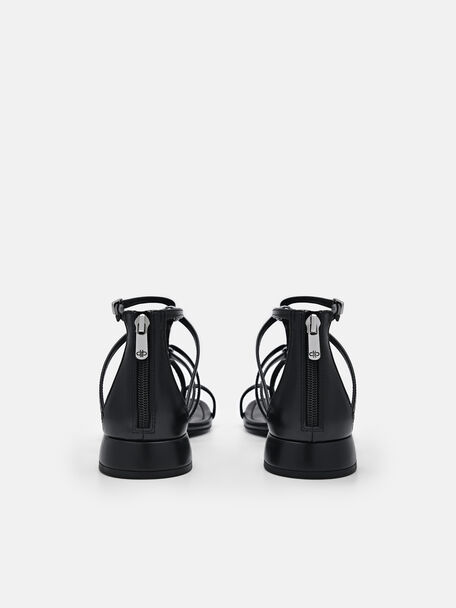 PEDRO Icon Leather Heel Sandals, Black