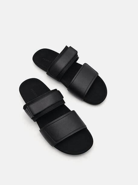 PEDRO Icon Leather Heel Sandals, Black