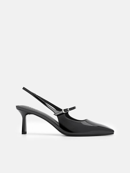 PEDRO Icon Leather Heel Sandals, Black