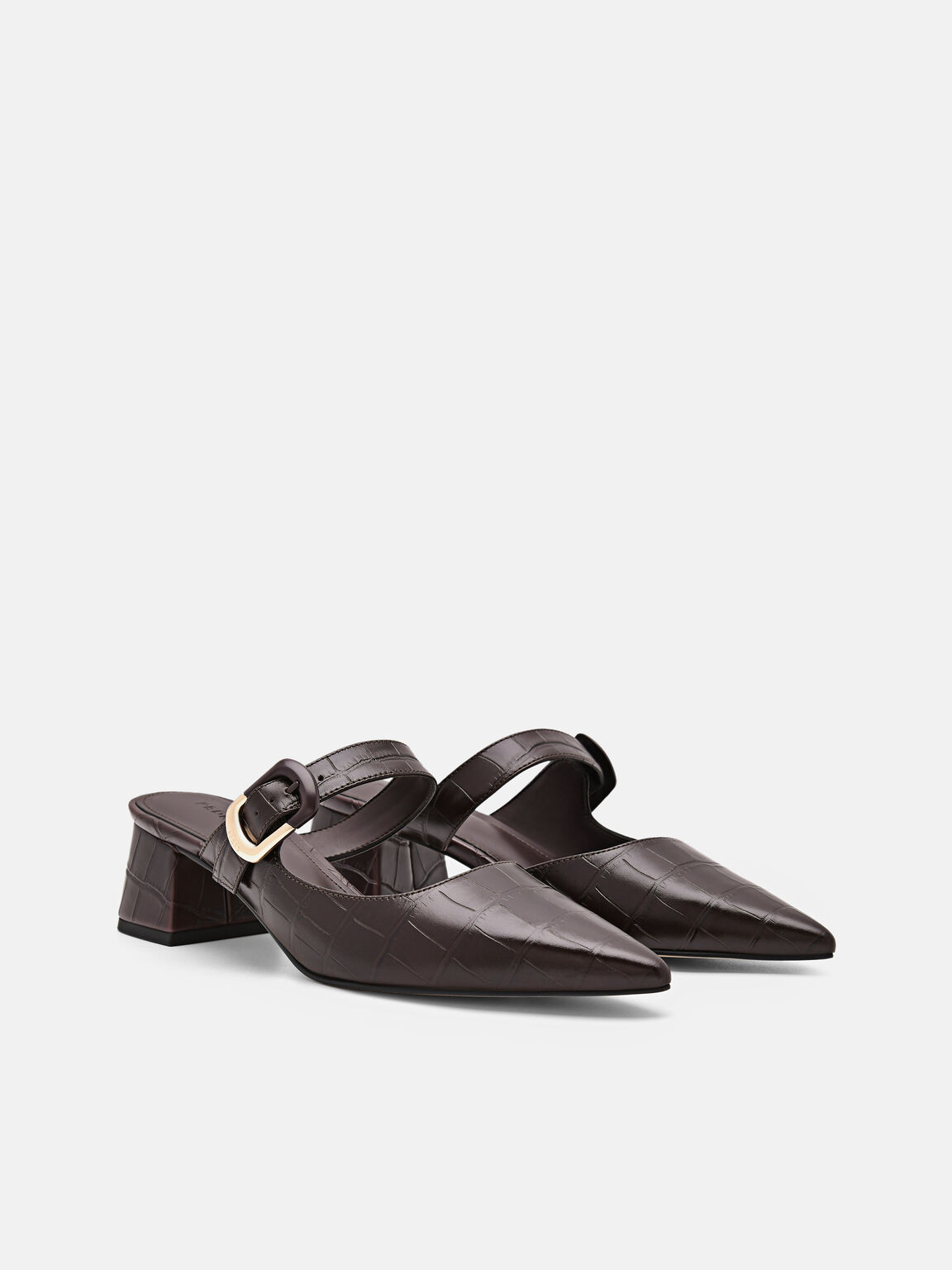 Bridget Embossed Leather Heel Mules, , hi-res