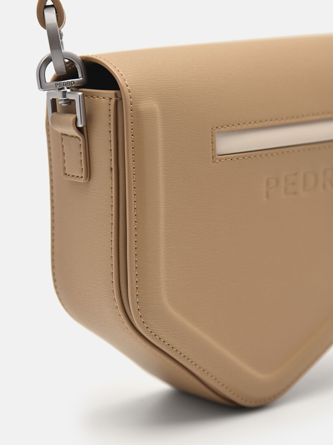 Taper Leather Mini Sling Bag, Sand
