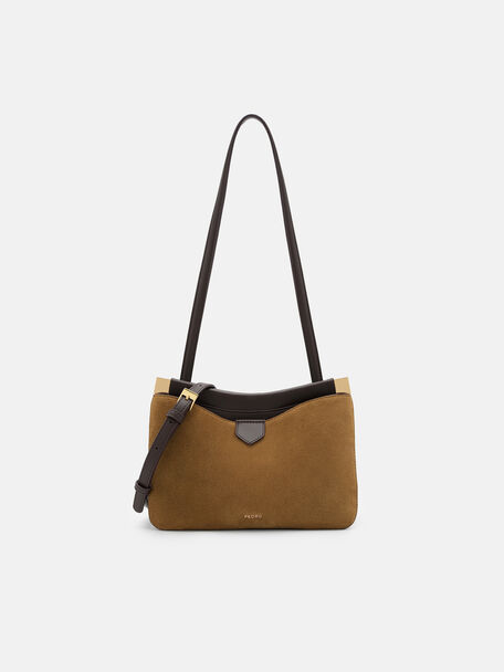 Tas Bahu Kulit dengan Sabuk Jatte, , hi-res