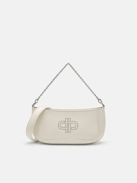 PEDRO Icon Oiled Leather Studded Shoulder Bag, Chalk, hi-res