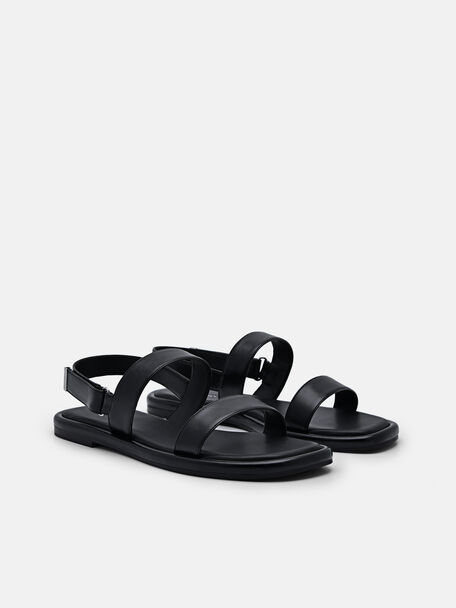 PEDRO Icon Leather Heel Sandals, Black
