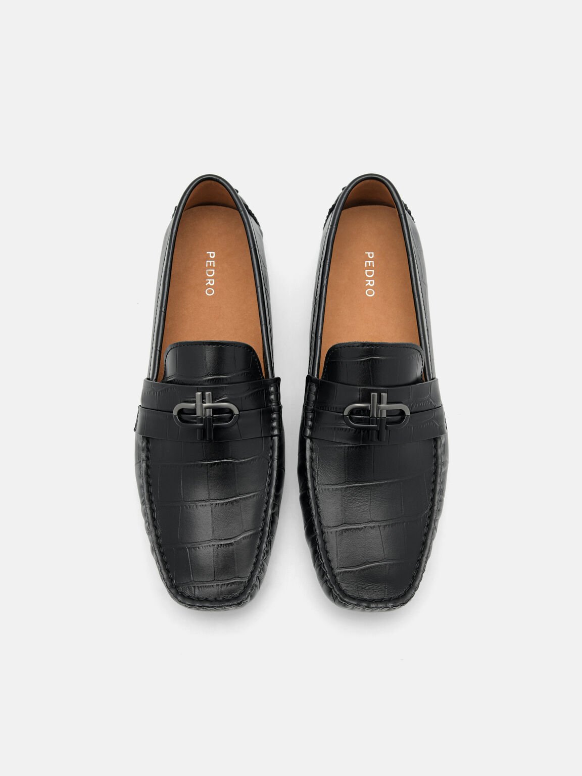 PEDRO Icon Croc-Embossed Leather Driving Shoes, 