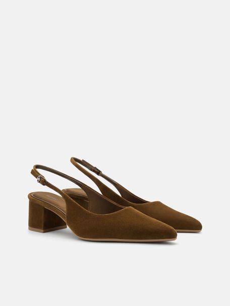 Quinn Suede Slingback Heel Pumps, , hi-res