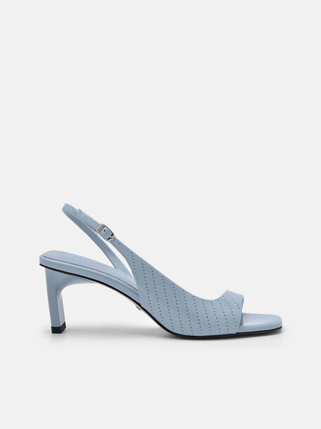 PEDRO Studio Simone Perforated Leather Heel Sandals, Slate Blue, hi-res