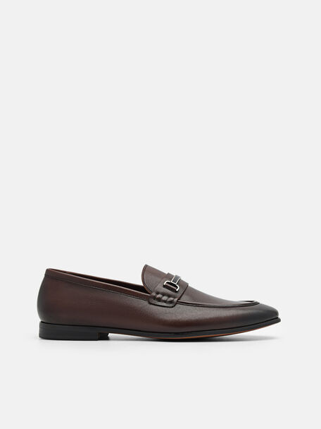Steven Leather Loafers, Brown, hi-res