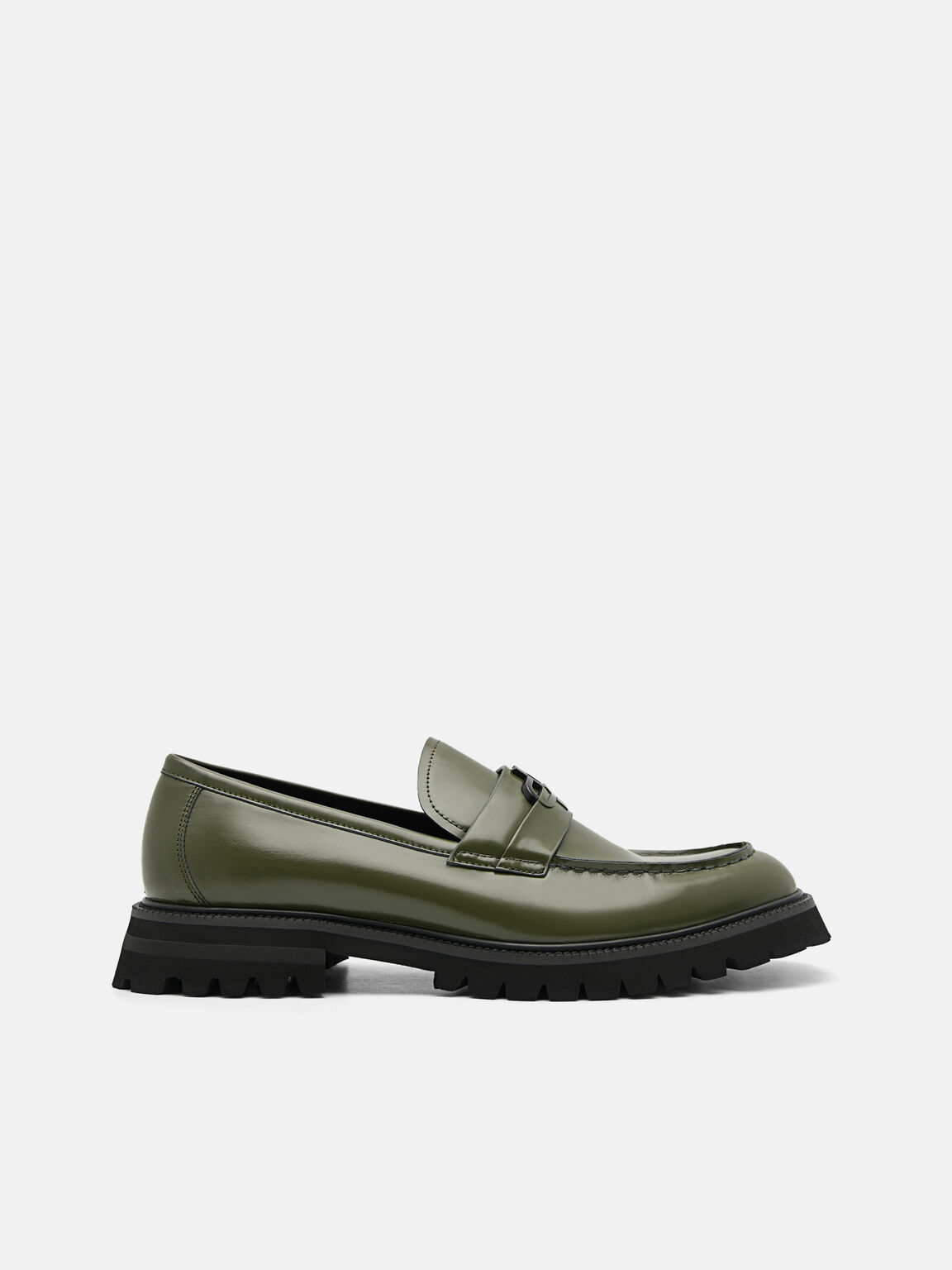 PEDRO Icon Leather Loafers, Military Green, hi-res