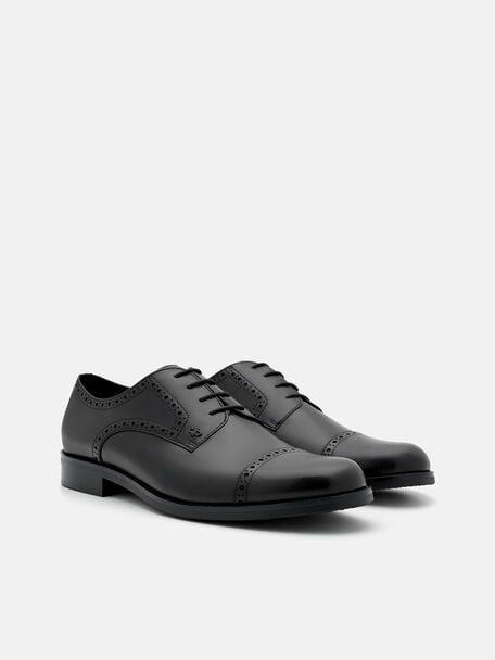 Leather Brogue Derby Shoes, , hi-res
