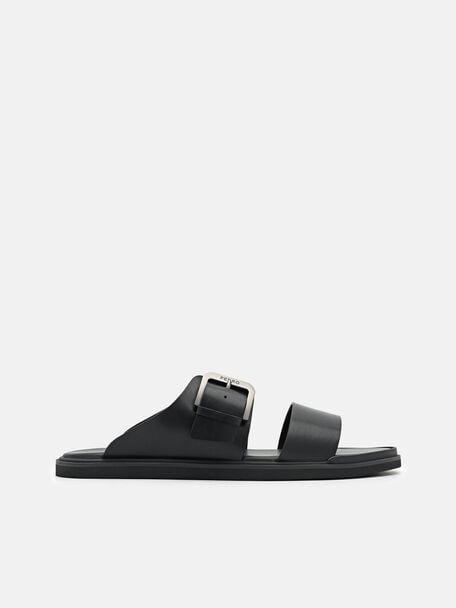 PEDRO Icon Leather Heel Sandals, Black