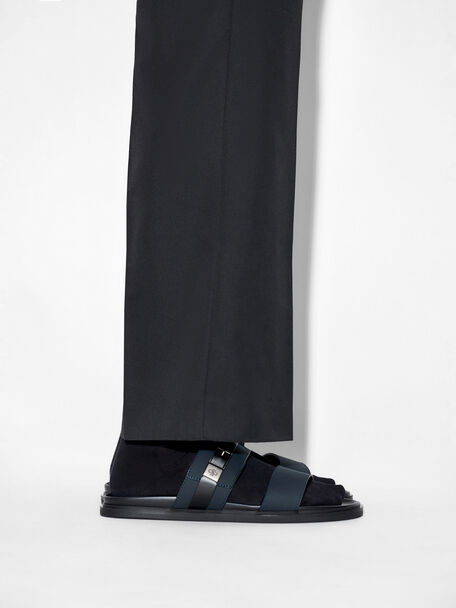 PEDRO Icon Leather Heel Sandals, Black