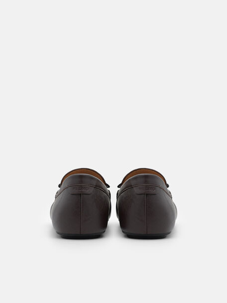 Saffiano Leather Bow Driving Shoes, , hi-res