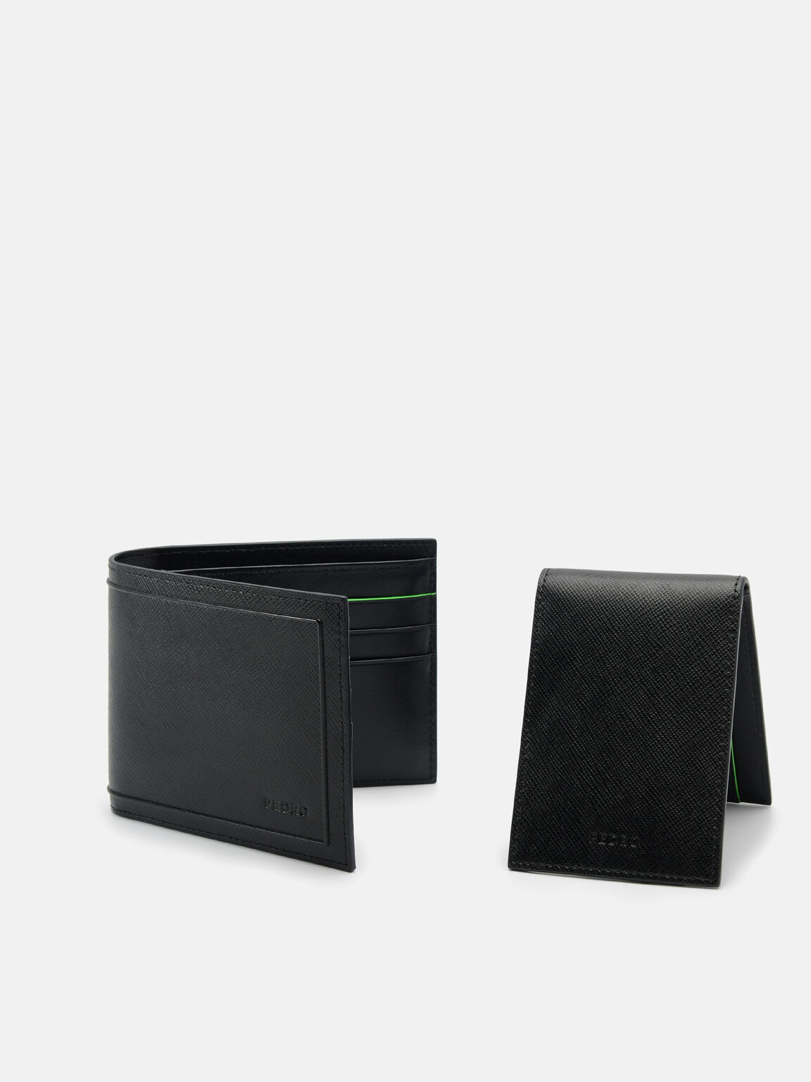 Saffiano Leather Bi-Fold Wallet with Insert, Black