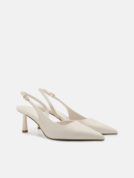 Isla Leather Slingback Heel Pumps, , hi-res