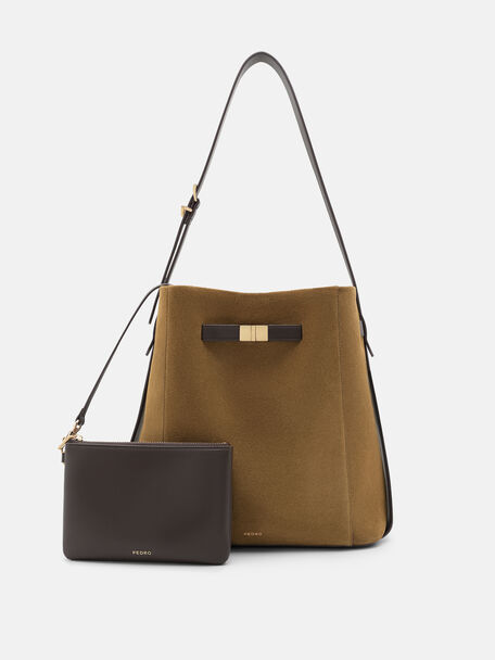 Tas Bucket Kulit Jatte dengan Sabuk, , hi-res
