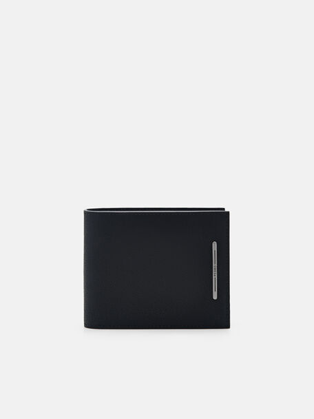 Leather Bi-Fold Flip Wallet, Black, hi-res