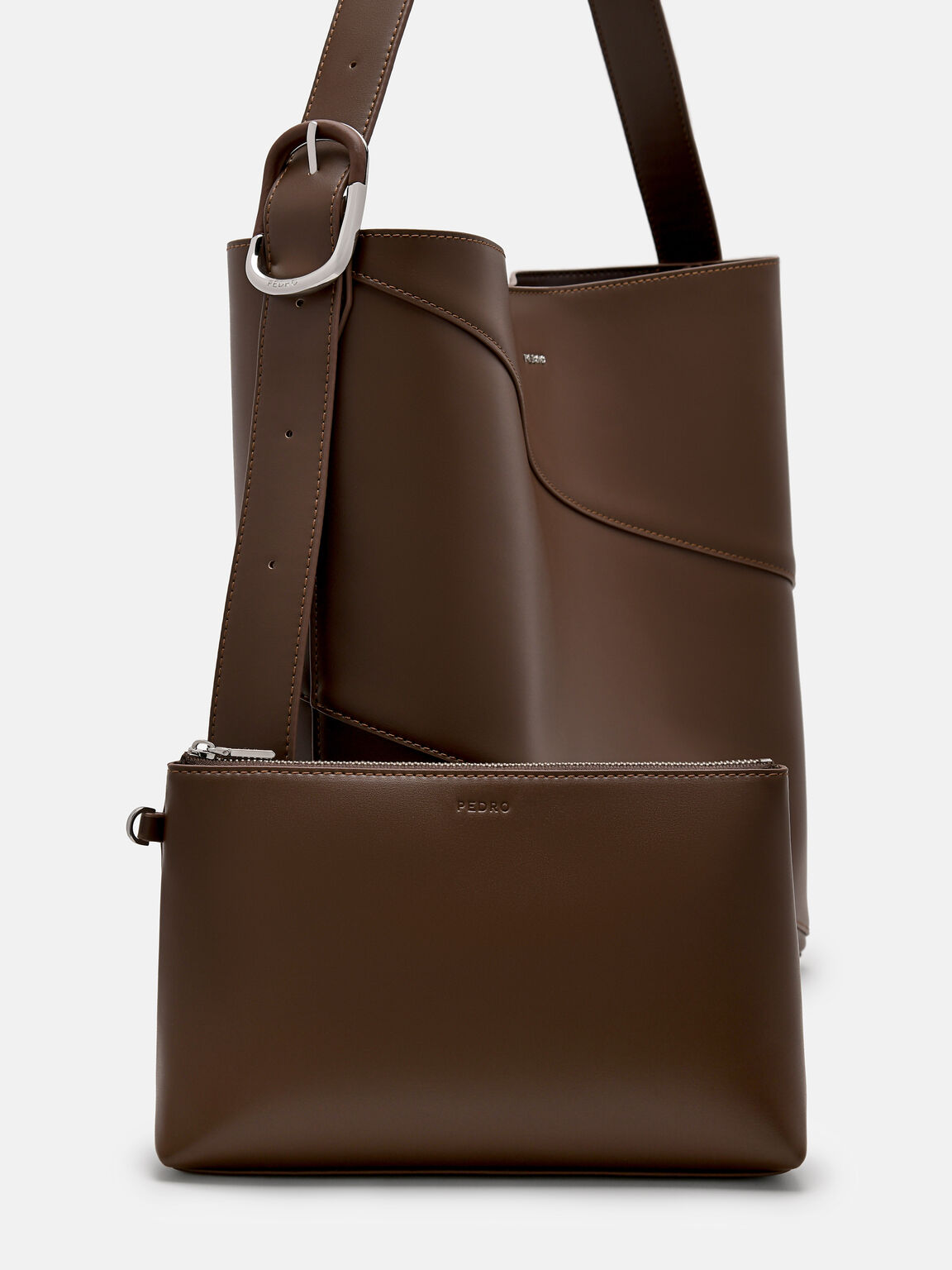 Tas Bridget Oversized Bucket, Dark Brown