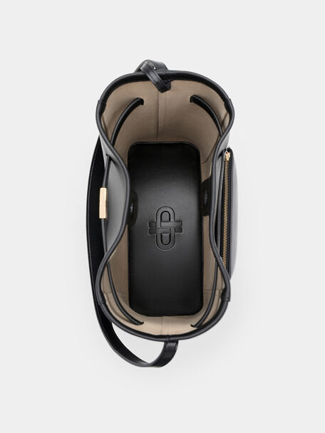Tas Bucket Kulit Jatte dengan Sabuk, , hi-res