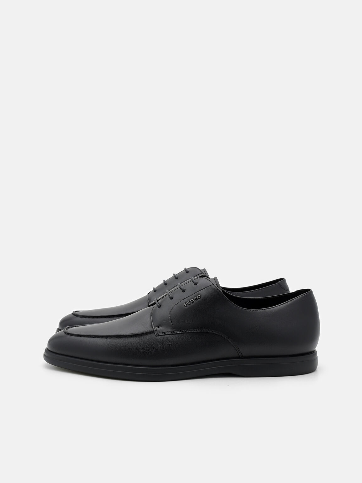 Sepatu Derby Kulit dengan Efek Burnish, , hi-res