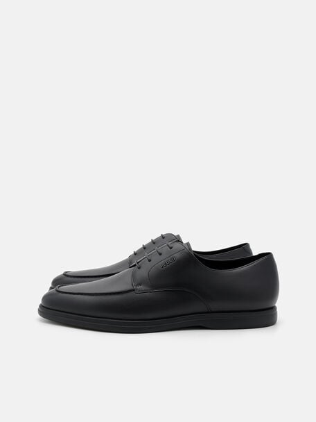 Sepatu Derby Kulit dengan Efek Burnish, , hi-res