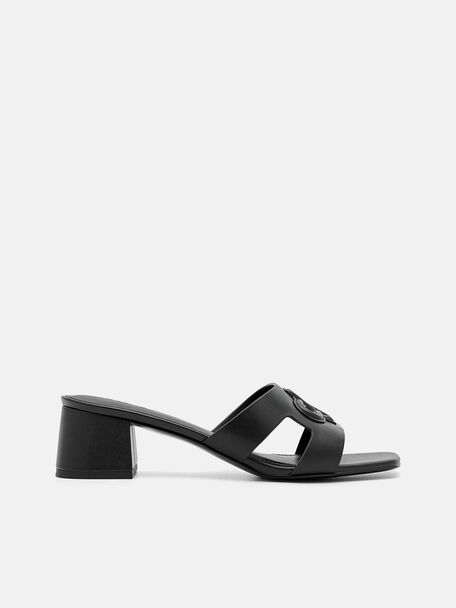 PEDRO Icon Leather Heel Sandals, Black, hi-res