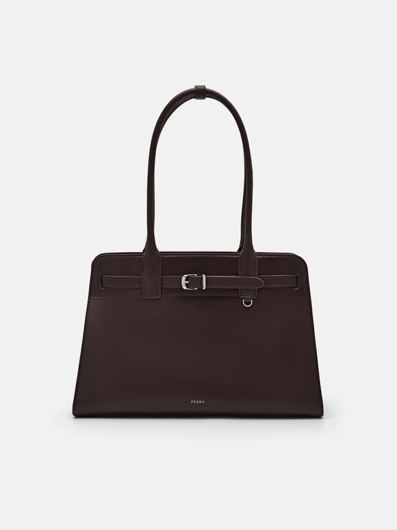 PEDRO Studio Phoebe Leather Tote Bag, Dark Brown