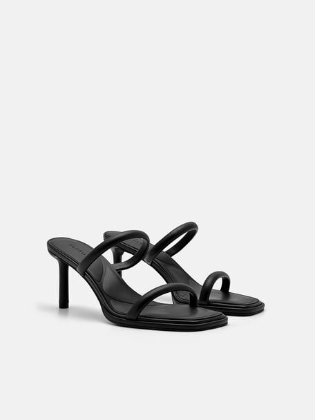 PEDRO Icon Leather Heel Sandals, Black