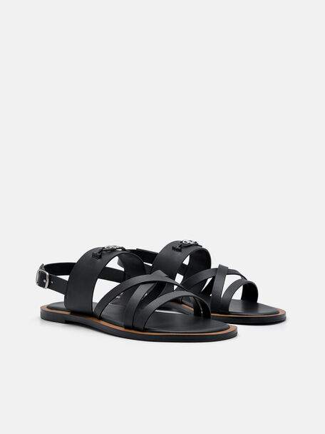 PEDRO Icon Leather Heel Sandals, Black