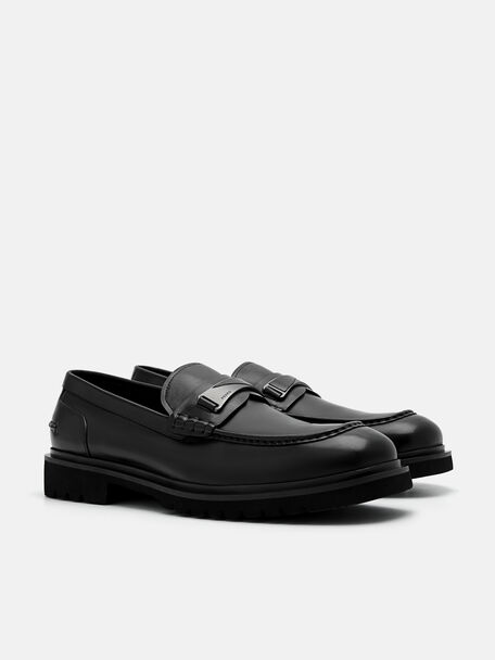 PEDRO Icon Leather Heel Sandals, Black
