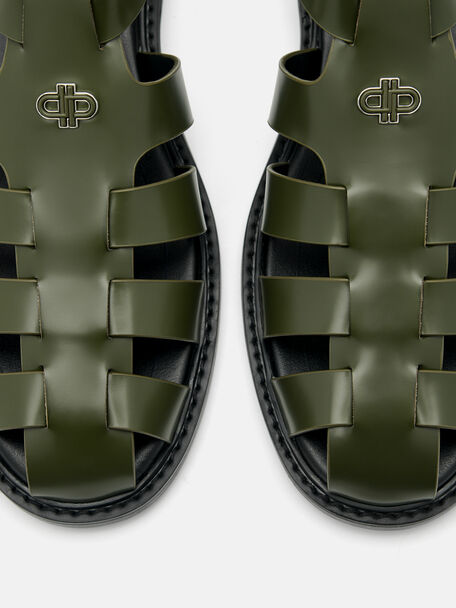 PEDRO Icon Leather Heel Sandals, Black