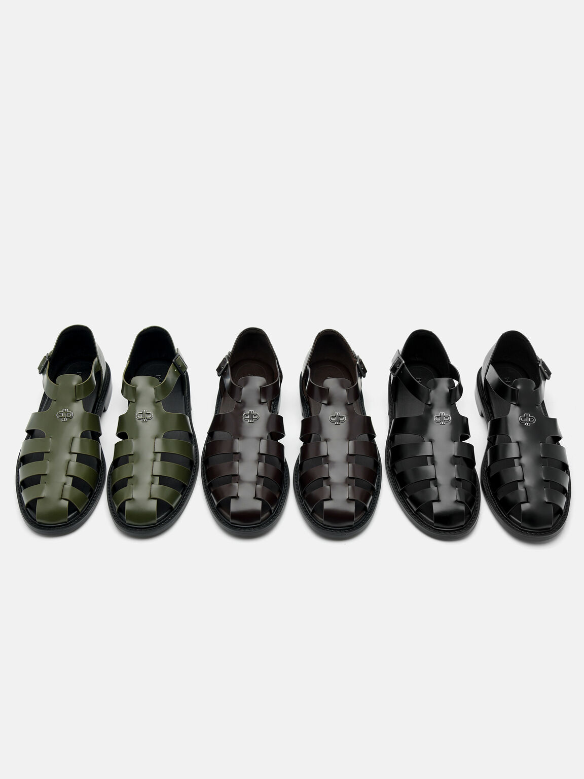Brent Leather Caged Sandals, 