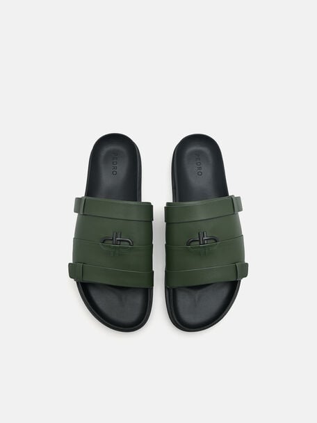 PEDRO Icon Leather Heel Sandals, Black