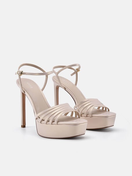 PEDRO Icon Leather Heel Sandals, Black