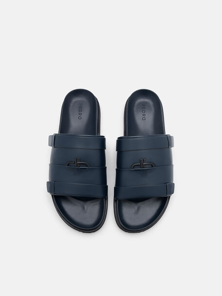 PEDRO Icon Leather Heel Sandals, Black