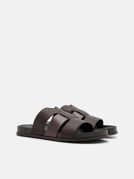 PEDRO Icon Leather Heel Sandals, Black