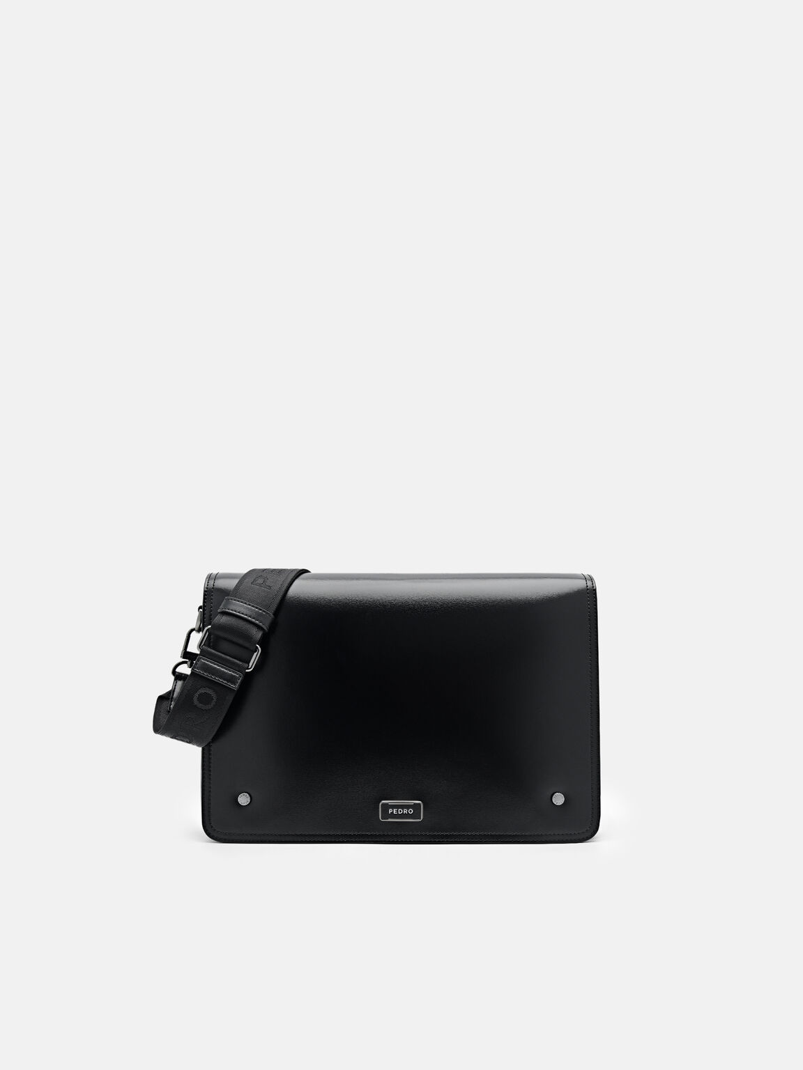Elliott Leather Messenger Bag, Black, hi-res