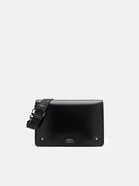 Elliott Leather Messenger Bag, Black, hi-res