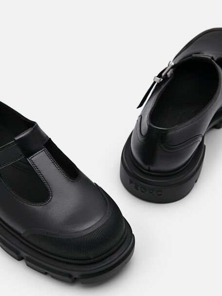 PEDRO Icon Leather Heel Sandals, Black