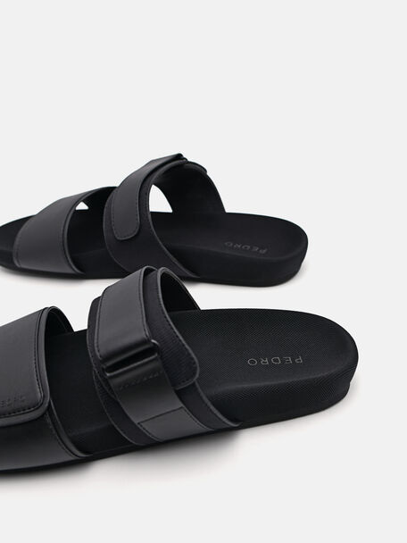PEDRO Icon Leather Heel Sandals, Black